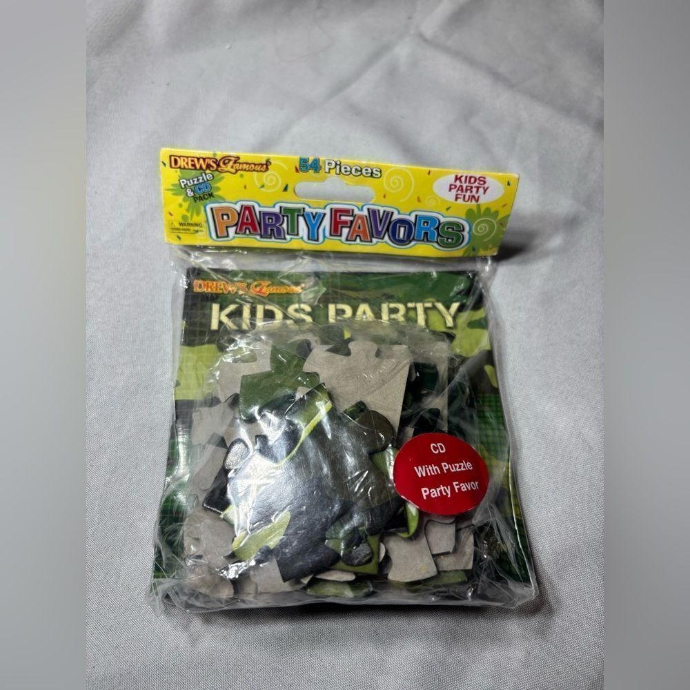 New! 54 pc Camo Themed Puzzle “Drew's Famous Party Favors" & Music CD